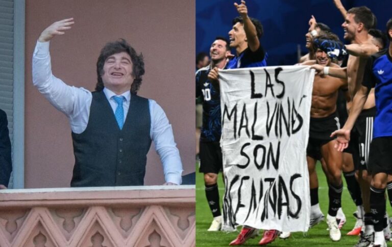 Milei, sobre la bandera que mostró la Selección: “Las Malvinas son argentinas y las vamos a recuperar en el plano diplomático”